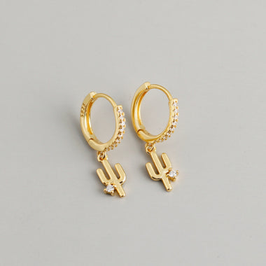 Earring hoop cactus gold