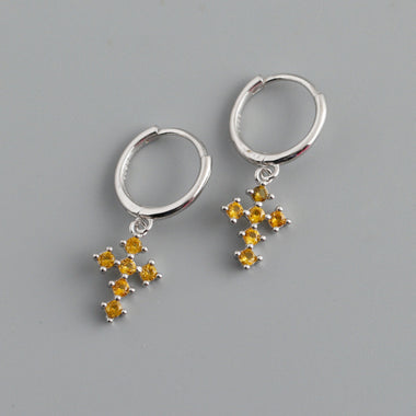 Earring hoop cross yellow