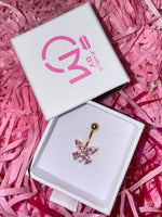 Belly piercing pink gold butterfly