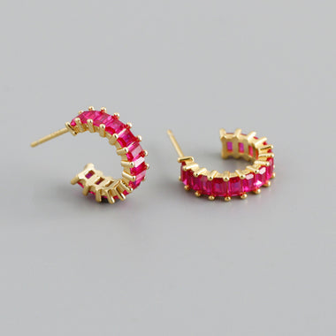 Earring zircon pink gold