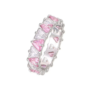 Ring zircon pink and white