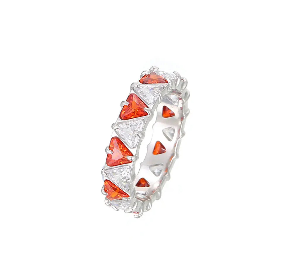 Ring zircon red and white