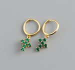 Earring hoop cross green