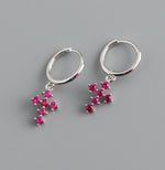 Earring hoop cross pink