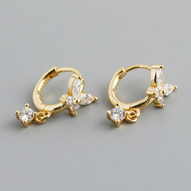 Earring hoop butterfly gold