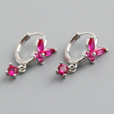 Earring hoop butterfly pink