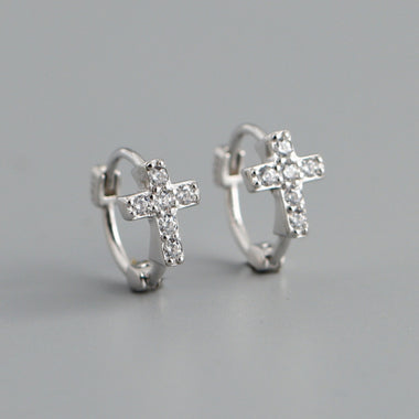 Earring hoop cross