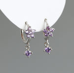 Earring hoop flower purple