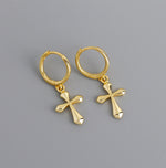 Earring cross pendant gold