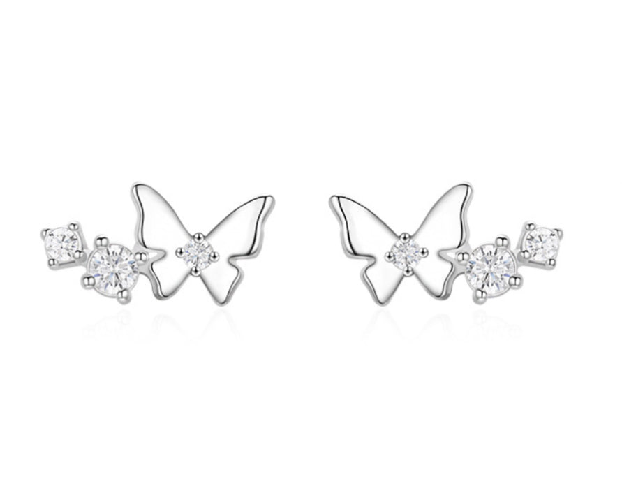 Earring triple shine butterfly