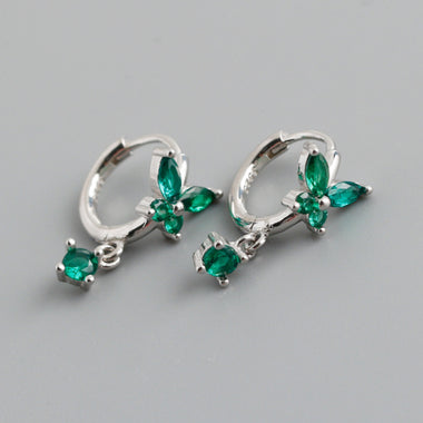 Earring hoop butterfly green