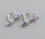 Earring hoop butterfly purple