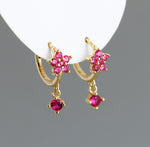 Earring hoop flower pink