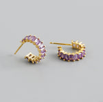 Earring zircon purple gold