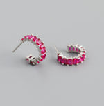 Earring Zircon pink silver