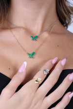 Necklace Butterfly green AB