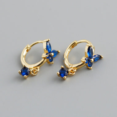 Earring hoop butterfly blue