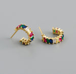 Earring zircon multicolor gold