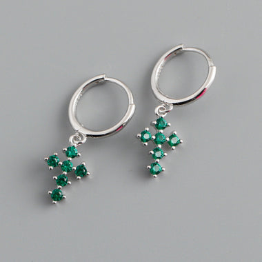 Earring hoop cross green