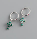 Earring hoop cross green