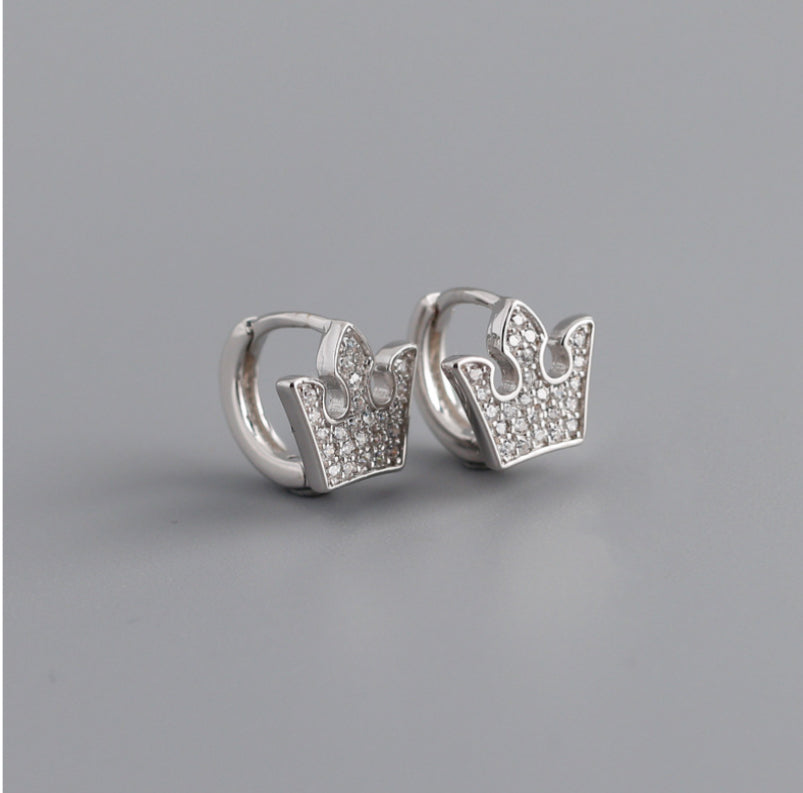 Earring big crown silver