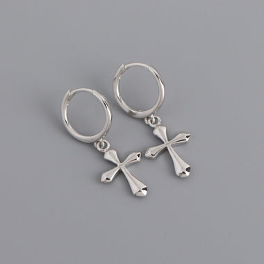 Earring cross pendant silver