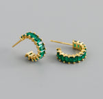 Earring zircon green gold