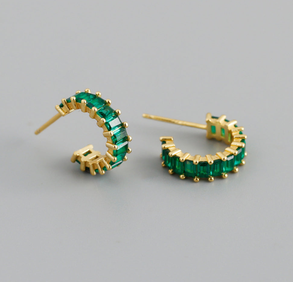 Earring zircon green gold