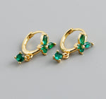 Earring hoop butterfly green