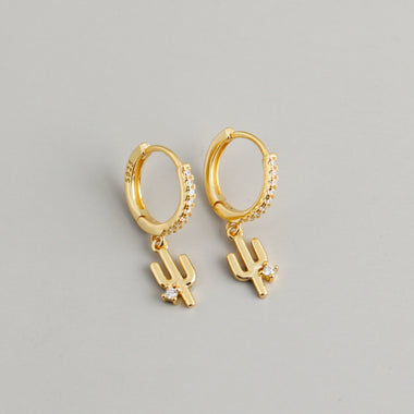 Earring hoop cactus gold