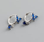 Earring hoop butterfly blue